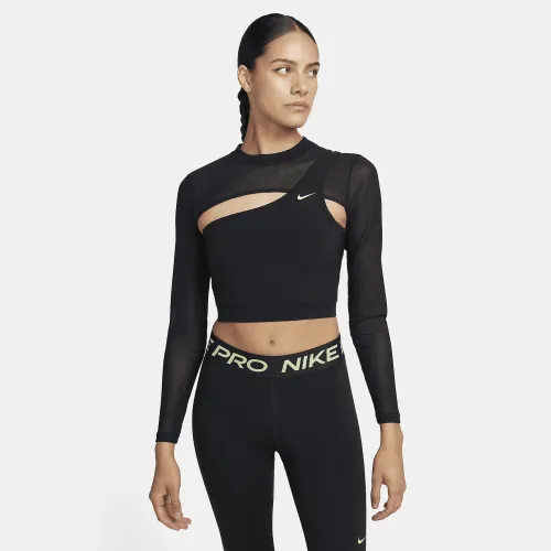 Nike Pro жіноча Long-Sleeve Cropped Top колір чорний