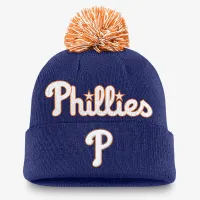 Philadelphia Phillies Peak мужские Nike MLB Cuffed Pom Beanie синий
