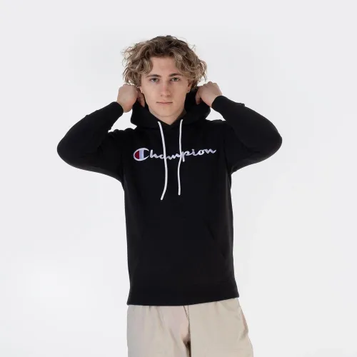 Кофта/футболка Champion Embroideцвет красный Script Logo Толстовка с капюшоном 219203-KK001 -  Черная