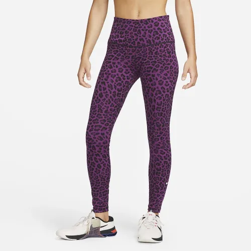 Nike One женская С высокой Талией Printed лосины цвет фиолетовый