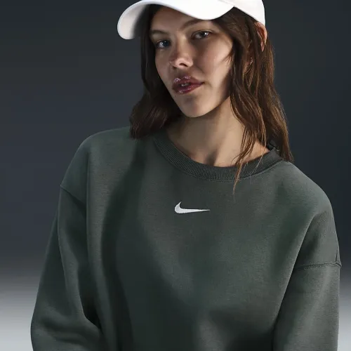 Nike Sportswear Phoenix Fleece женская оверсайз Crew-Neck свитшот цвет зеленый