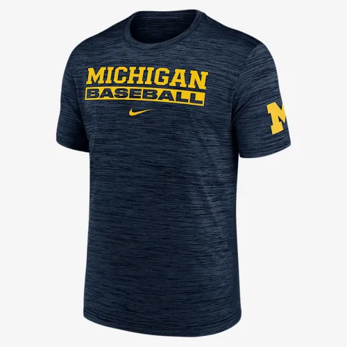 Michigan Wolverines Velocity Baseball Wordmark Stack чоловічі Nike Dri-FIT College футболка блакитний
