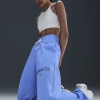 Nike Sportswear Phoenix Fleece женская С высокой Талией Wide-Leg Logo Pants синий