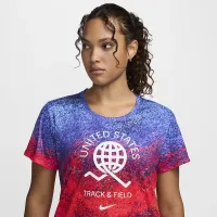 USA One женская Nike Dri-FIT Running Short-Sleeve Top цвет красный