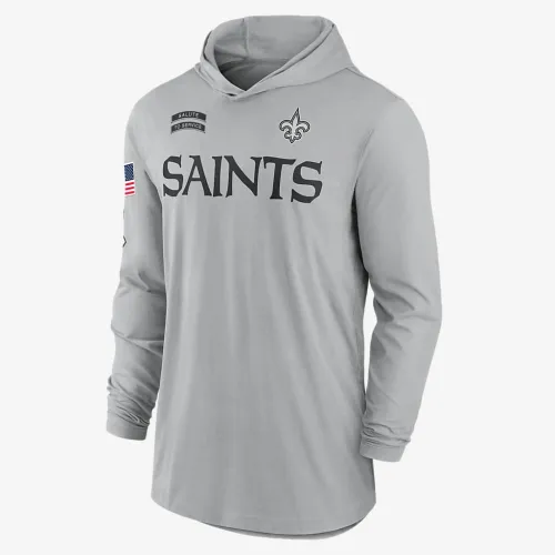 New Orleans Saints Salute to Service Edge Mascot Lockup Men’s Nike Dri-FIT NFL Long-Sleeve Hooded Top колір сірий