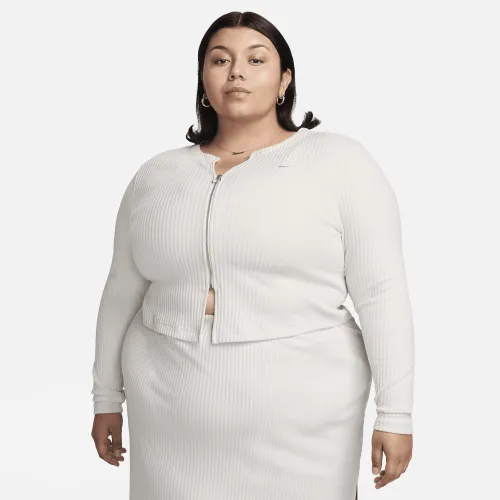 Nike Sportswear Chill Rib женская Slim Full-Zip Cardigan (большие размеры) цвет коричневый