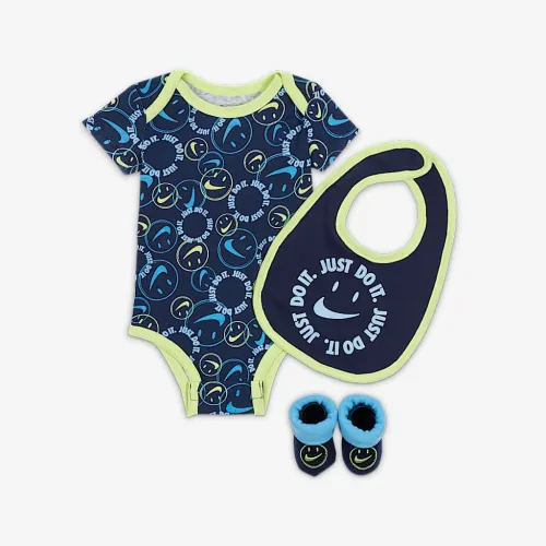 Nike Baby (3-6M) Bodysuit, Bib and Booties Box набор синий