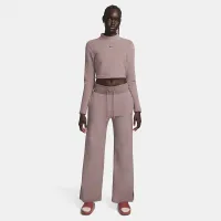 Nike Sportswear Phoenix Plush женская С высокой Талией Wide-Leg Cozy Fleece Pants цвет фиолетовый