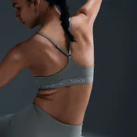 Nike Indy Light Support женская Padded Adjustable Sports Bra цвет зеленый
