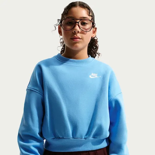 Nike Sportswear Club Fleece Girls' Boxy Crew-Neck свитшот синий