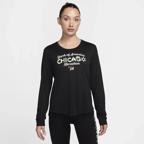Nike Swift Element жіноча Dri-FIT Crew-Neck Running Top колір чорний