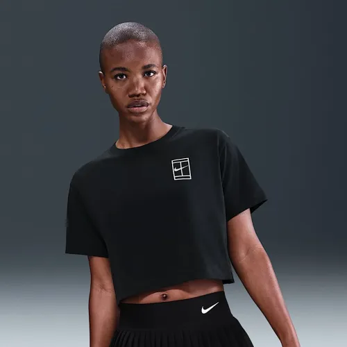 Nike Slam женская Dri-FIT Short-Sleeve Cropped Tennis футболка цвет черный