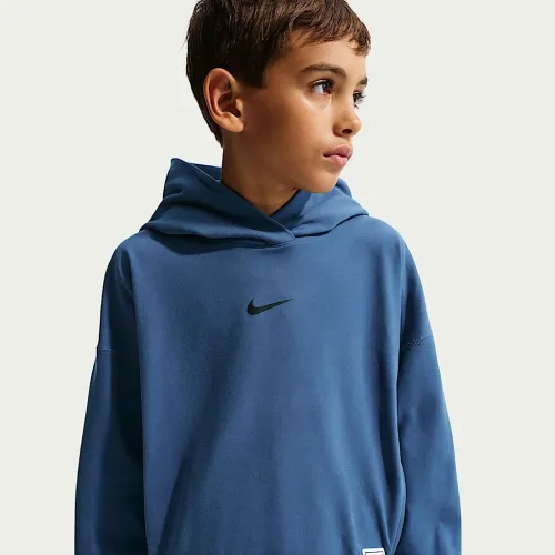Nike Pro Big дитячі (для хлопчиків) Dri-FIT Fleece Pullover Толстовка з капюшоном блакитний