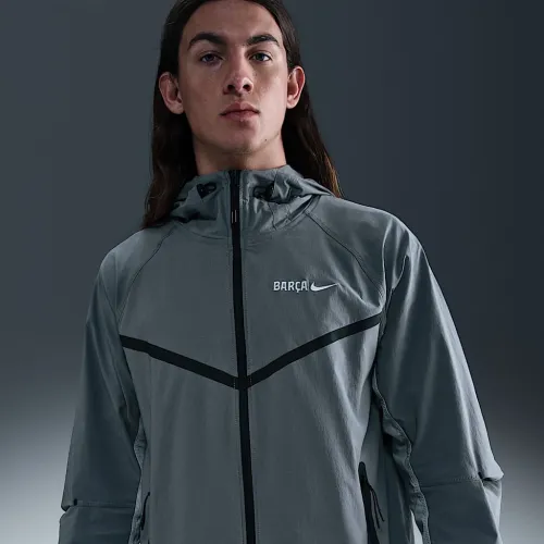 FC Barcelona Tech Windrunner мужские Nike Soccer Full-Zip Woven Куртка цвет серый