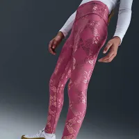 Nike One Big дитячі (Girls') Dri-FIT Printed лосіни колір фіолетовий