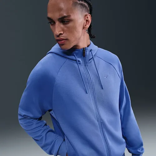 Nike Primary Fleece мужские Dri-FIT UV Full-Zip Performance Толстовка с капюшоном синий