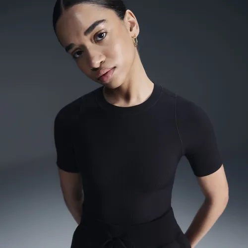 Nike Zenvy Rib женская Dri-FIT Short-Sleeve Top цвет черный