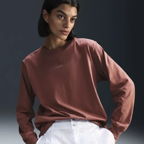 Nike Sportswear жіноча Loose Long-Sleeve футболка колір коричневий
