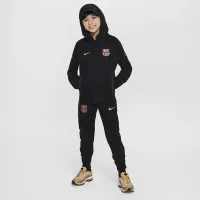 FC Barcelona Tech Fleece Big детские (для мальчиков) Nike Soccer Full-Zip Толстовка с капюшоном цвет черный
