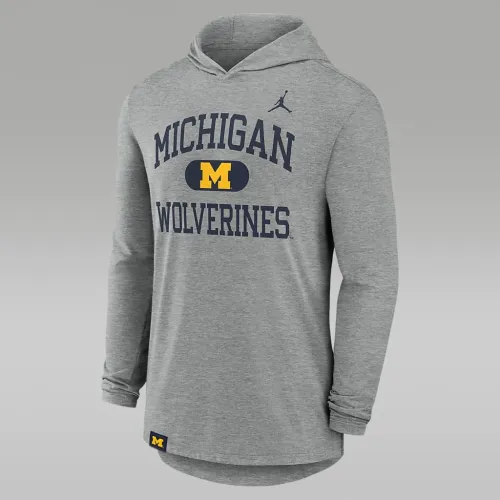 Michigan Wolverines Blitz мужские Nike Dri-FIT College Long-Sleeve Hooded футболка цвет серый