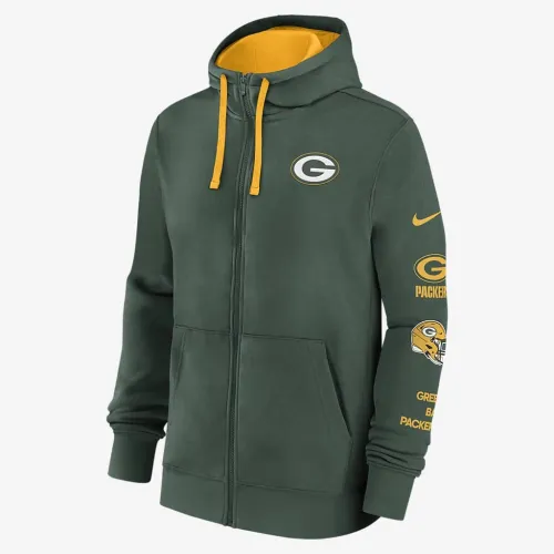 цвет зеленый Bay Packers Club мужские Nike NFL Full-Zip Толстовка с капюшоном цвет зеленый