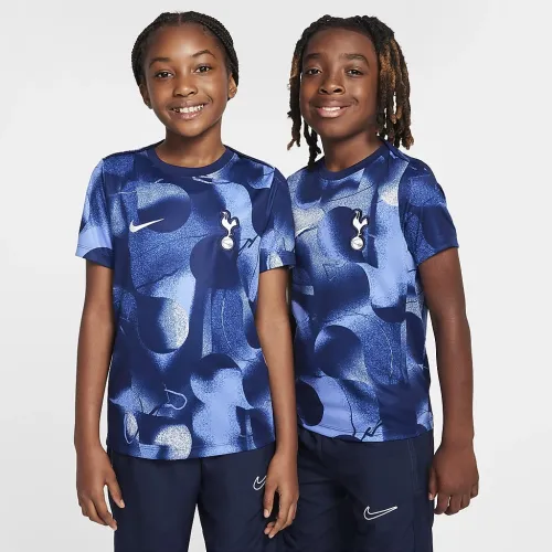 Tottenham Hotspur Academy Pro Big дитячі Nike Dri-FIT Soccer Pre-Match Short-Sleeve Top блакитний