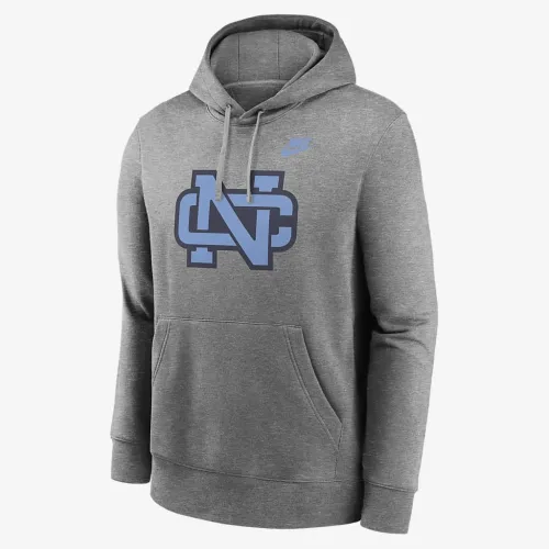 North Carolina Tar Heels Legacy Club Primary Logo мужские Nike College Pullover Толстовка с капюшоном цвет серый