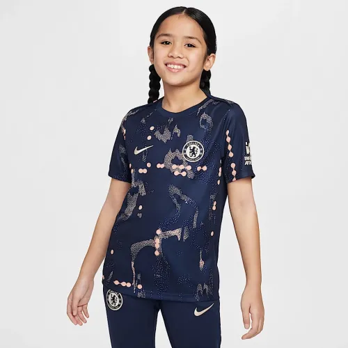 Chelsea FC Academy Pro SE Big детские Nike Dri-FIT Soccer Pre-Match Short-Sleeve Top синий