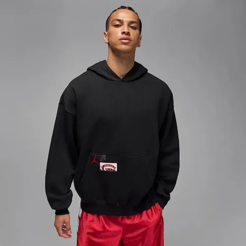 Nike Jordan Brooklyn мужские оверсайз Pullover Толстовка с капюшоном цвет черный