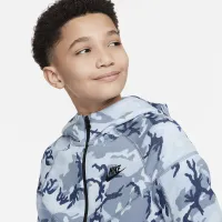 Nike Tech Fleece Big детские (для мальчиков) Camo Full-Zip Толстовка с капюшоном синий
