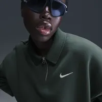 Nike Sportswear Phoenix Fleece женская оверсайз 1/4-Zip Polo цвет зеленый
