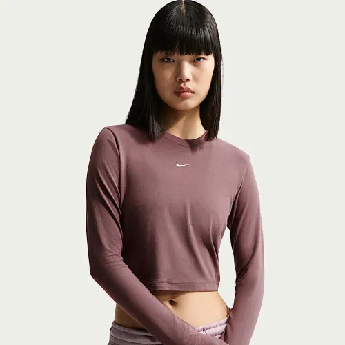 Nike Sportswear Chill Knit женская Slim Long-Sleeve Cropped Top цвет фиолетовый
