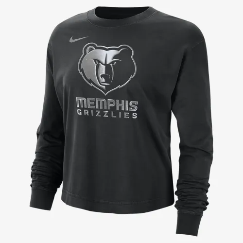 Memphis Grizzlies Courtside женская Nike NBA Shine Boxy Long-Sleeve футболка цвет черный