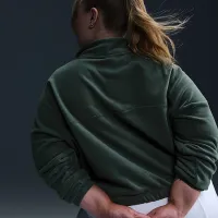 Nike One женская Therma-FIT оверсайз 1/2-Zip Fleece Top (большие размеры) цвет зеленый