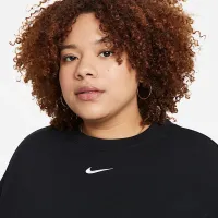 Nike Sportswear Collection Essentials женская оверсайз Fleece Crew (большие размеры) цвет черный