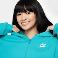 Nike Sportswear Club Fleece Big детские оверсайз Full-Zip Толстовка с капюшоном цвет зеленый