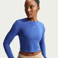 Nike Sportswear Chill Knit женская Slim Long-Sleeve Cropped Top синий
