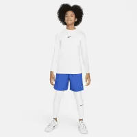Nike Pro Big детские (для мальчиков) Dri-FIT Long-Sleeve Top цвет белый