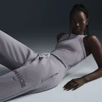 Nike Sportswear Phoenix Fleece женская С высокой Талией Wide-Leg Logo Pants цвет серый