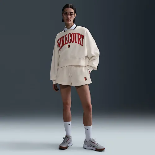 NikeCourt Phoenix Fleece женская С высокой Талией Loose шорты цвет коричневый