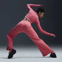 Nike Sportswear Phoenix Fleece женская С высокой Талией Wide-Leg Sweatpants Pink