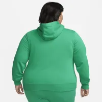 Nike Sportswear Club Fleece женская Pullover Толстовка с капюшоном (большие размеры) цвет зеленый