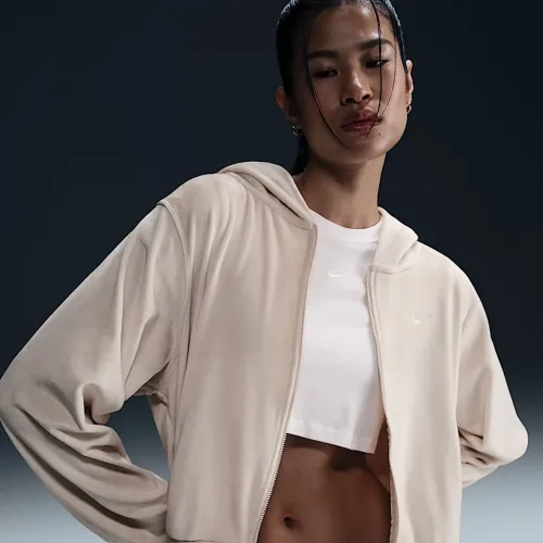 Nike Sportswear Chill Knit жіноча Loose Velour Full-Zip Толстовка з капюшоном колір коричневий
