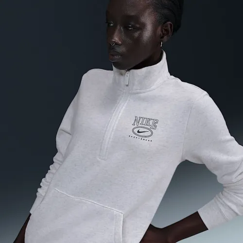 Nike Sportswear Club Fleece жіноча Mock-Neck 1/2-Zip Graphic Top колір коричневий