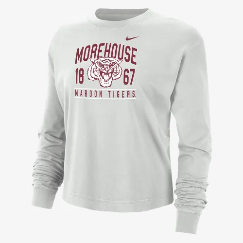 Morehouse женская Nike College Boxy Long-Sleeve футболка цвет серый
