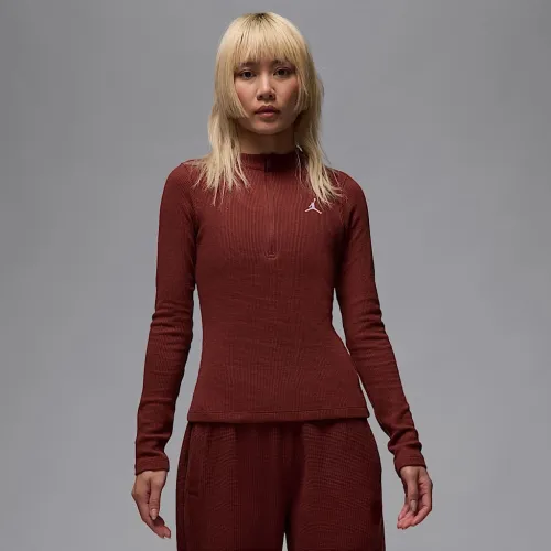 Nike Jordan женская Long-Sleeve 1/2-Zip Knit Top цвет коричневый