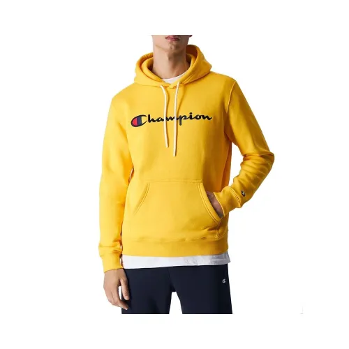 Кофта/футболка Champion Embroideцвет красный Script Logo Толстовка с капюшоном 219203-YS074 - желтая