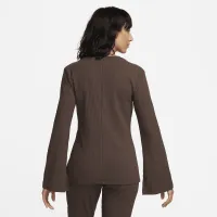Nike Sportswear женская Ribbed Jersey Long-Sleeve V-Neck Top цвет коричневый