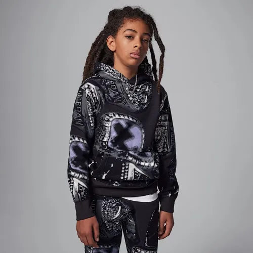 Nike Jordan MVP Big детские Fleece Printed Pullover Толстовка с капюшоном цвет черный