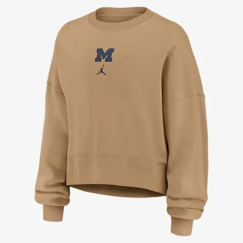 Nike Michigan Phoenix 2-Hit женская Jordan Brand College Pullover Crew цвет коричневый